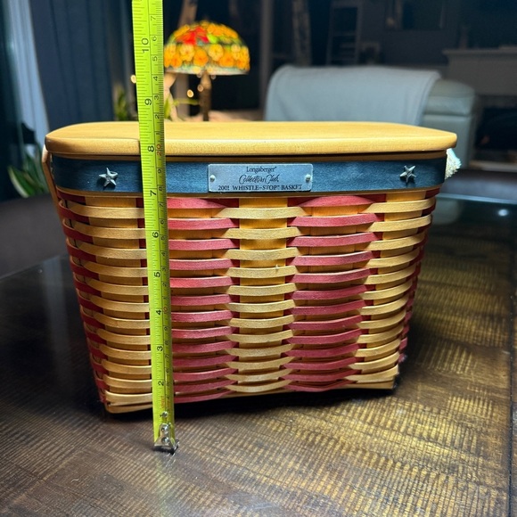 Longaberger 2001 Whistle Stop Basket Collector Club Basket Lid Combo Prot TieOn - Picture 15 of 16